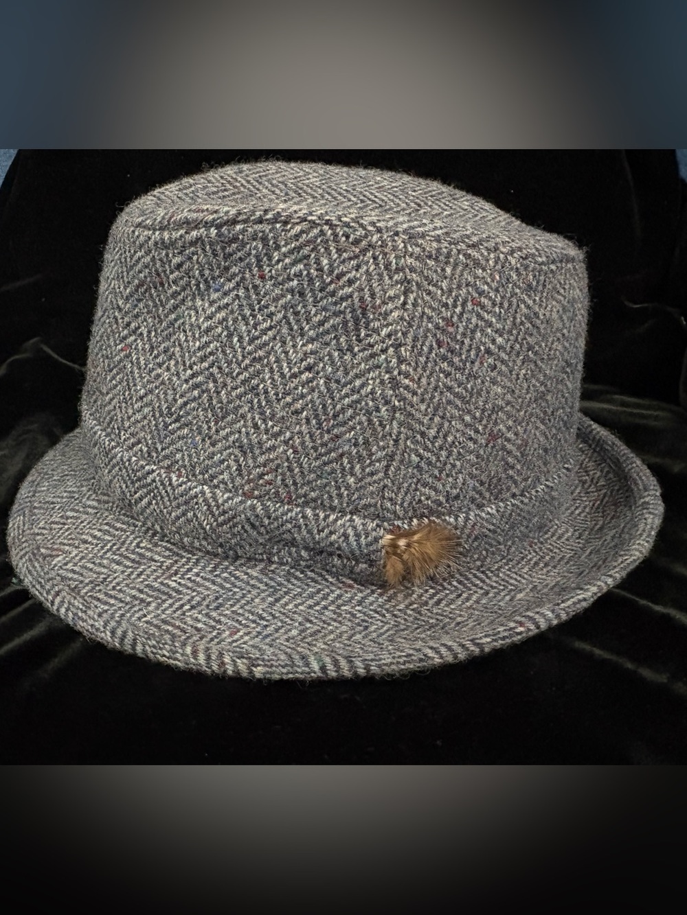 Jonathan Richard Donegal Tweed from Ireland 100% Wool Blue Fedora Sz 7-3/8